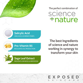 Exposed Skin Care conceptual before-and-after image suggesting clearer pores
