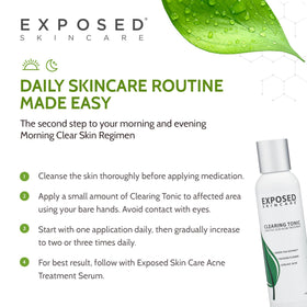 Exposed Skin Care bottle arranged on bathroom shelf showing everyday lifestyle use