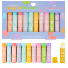 EXPRESSIONS front packaging showing ten lip balm tubes and product variety benefit