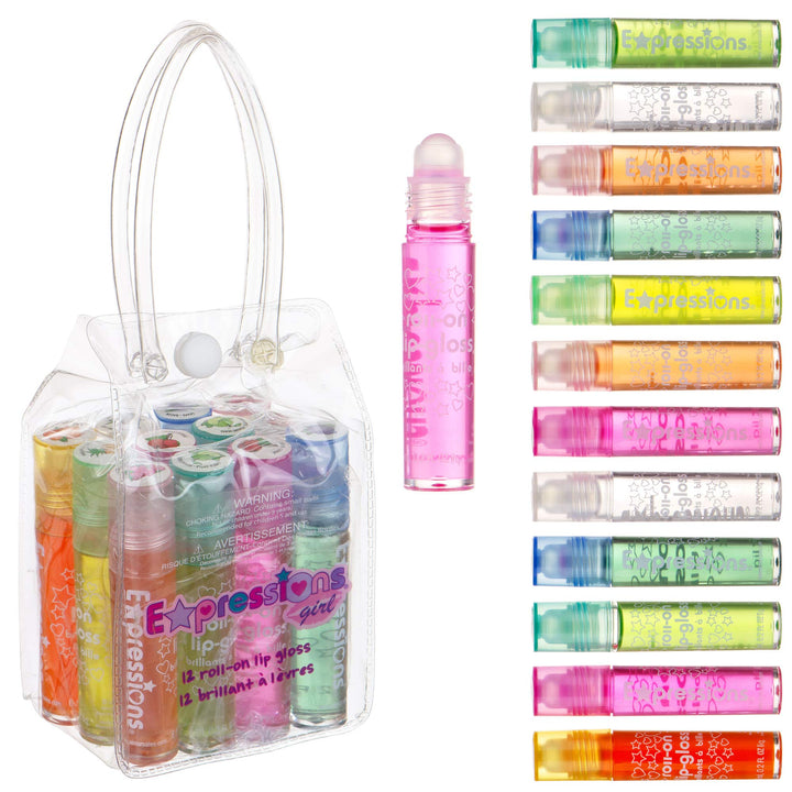 Expressions Girl front packaging showing case and twelve glosses for easy gifting