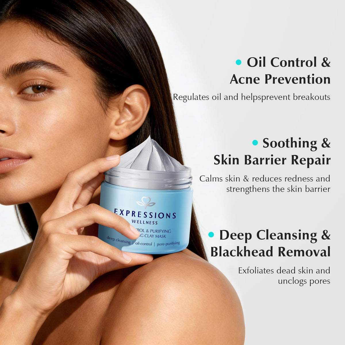EXPRESSIONS WELLNESS Dead Sea mud scoop highlighting mineral-rich formula