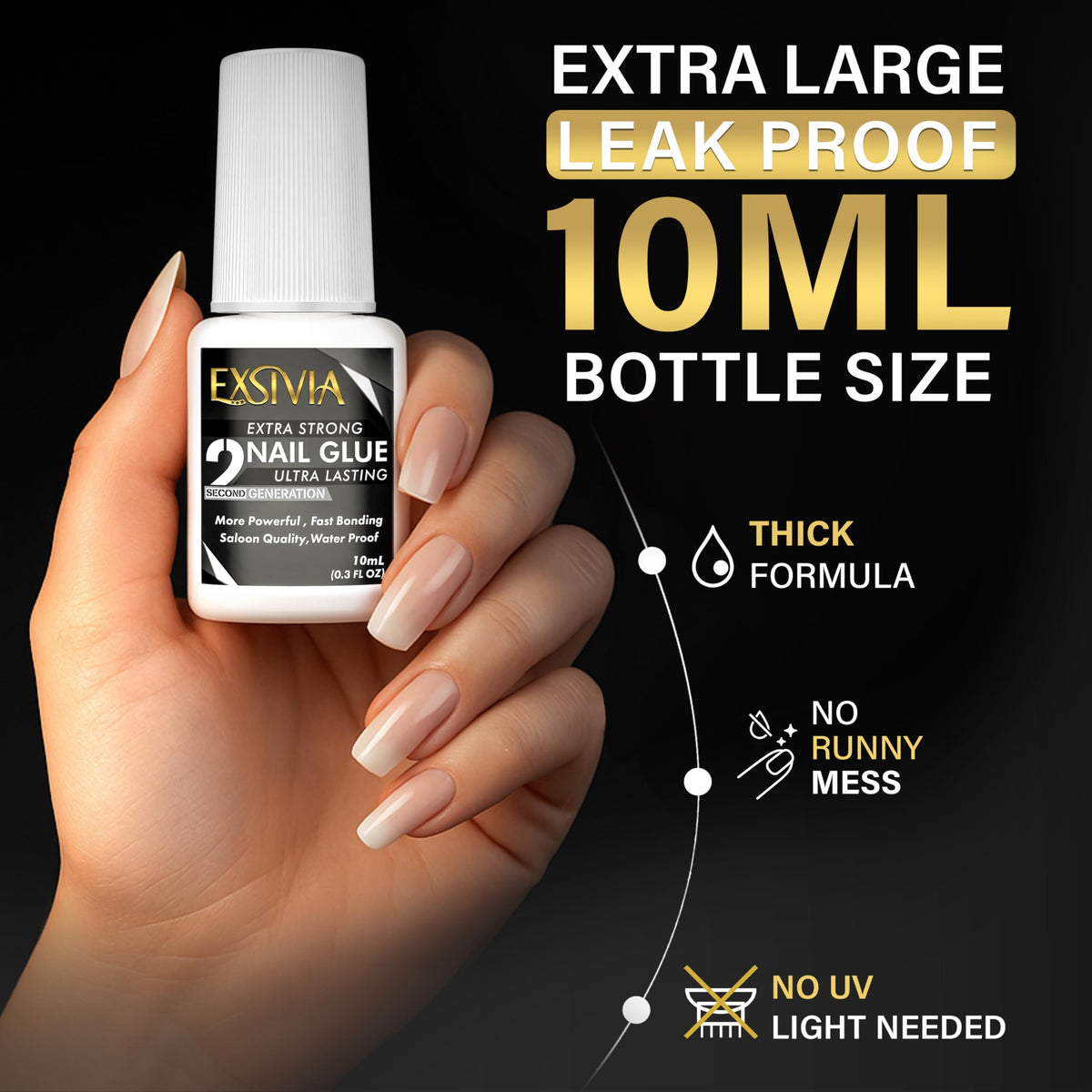 EXSIVIA glue brush applicator close-up for precise, clean results