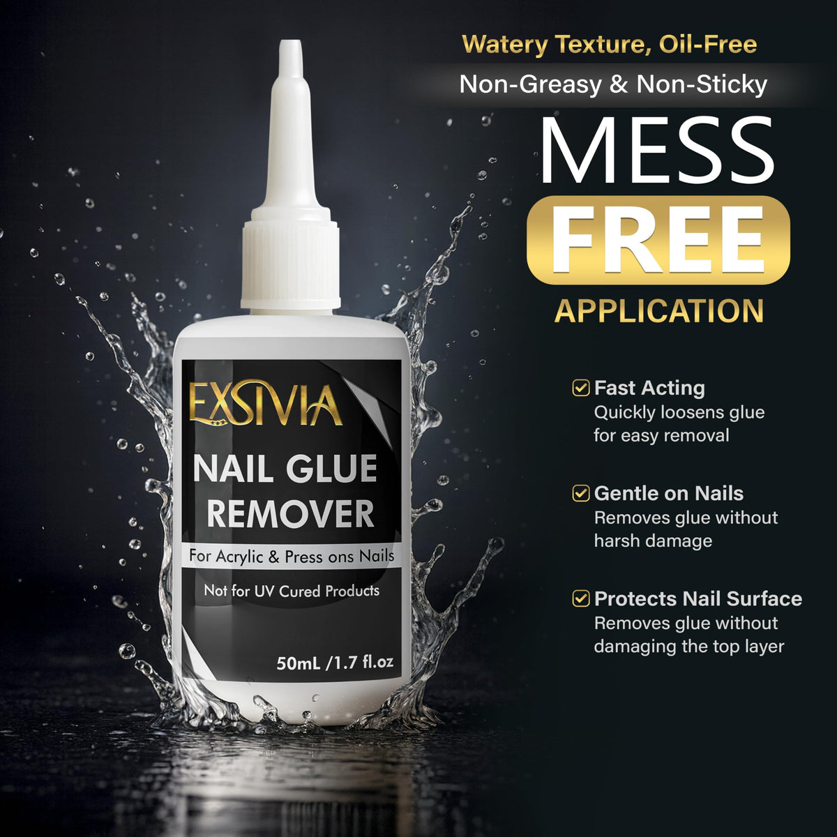 EXSIVIA press-on nails before and after application for lasting hold