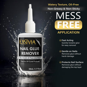 EXSIVIA press-on nails before and after application for lasting hold