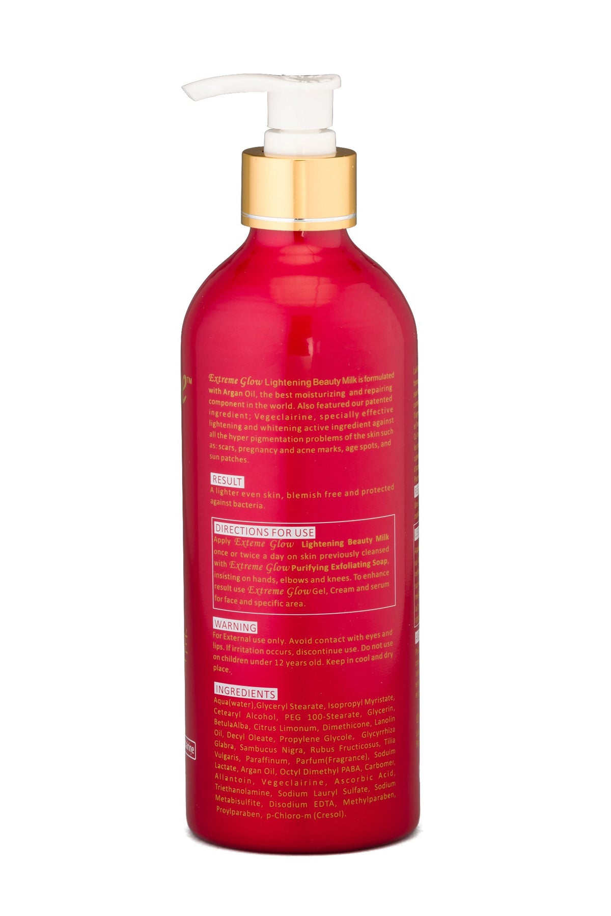 Extreme Glow texture close-up of milky lotion demonstrating quick absorption benefit