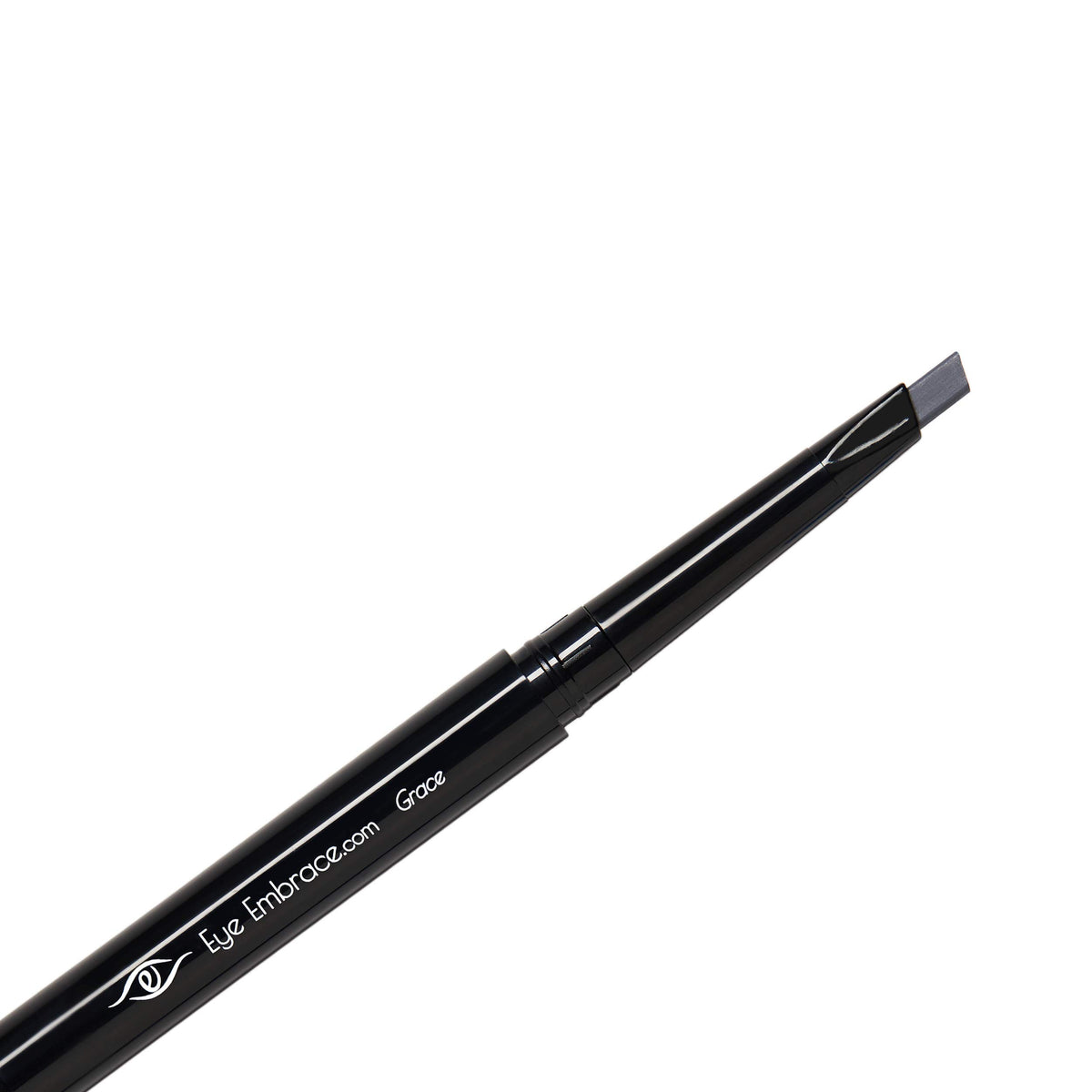 Eye Embrace Grace front packaging showing pencil and cap, highlights portability