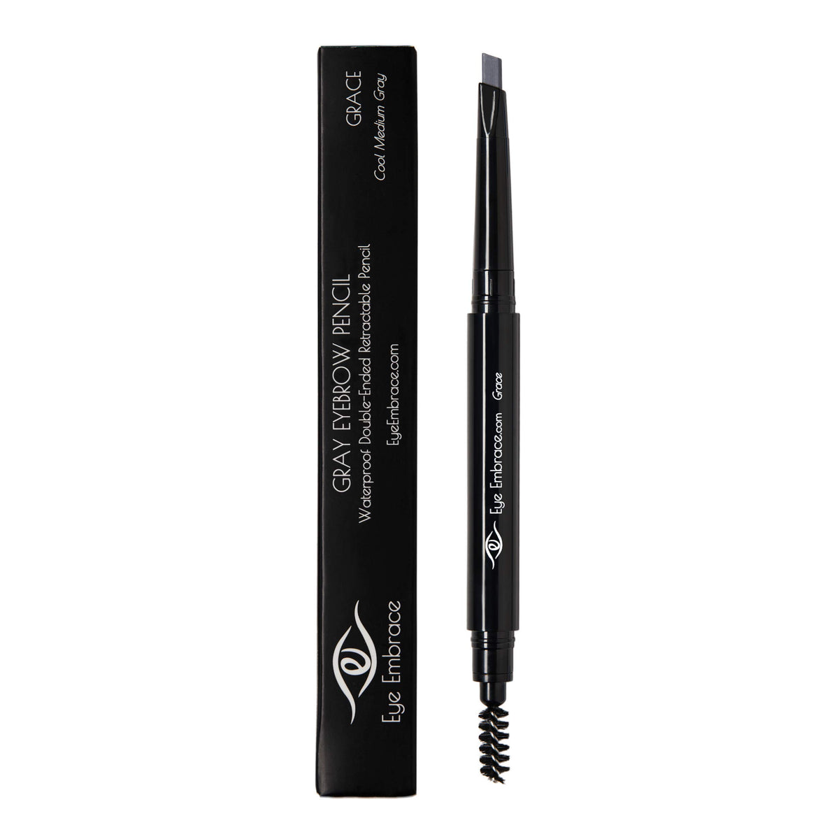 Eye Embrace Grace texture swatch on skin, reveals smooth medium gray payoff