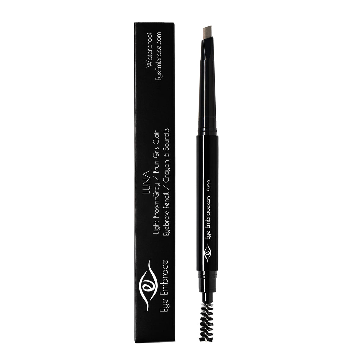 Eye Embrace pencil texture stroke on skin showing brown-gray pigment payoff