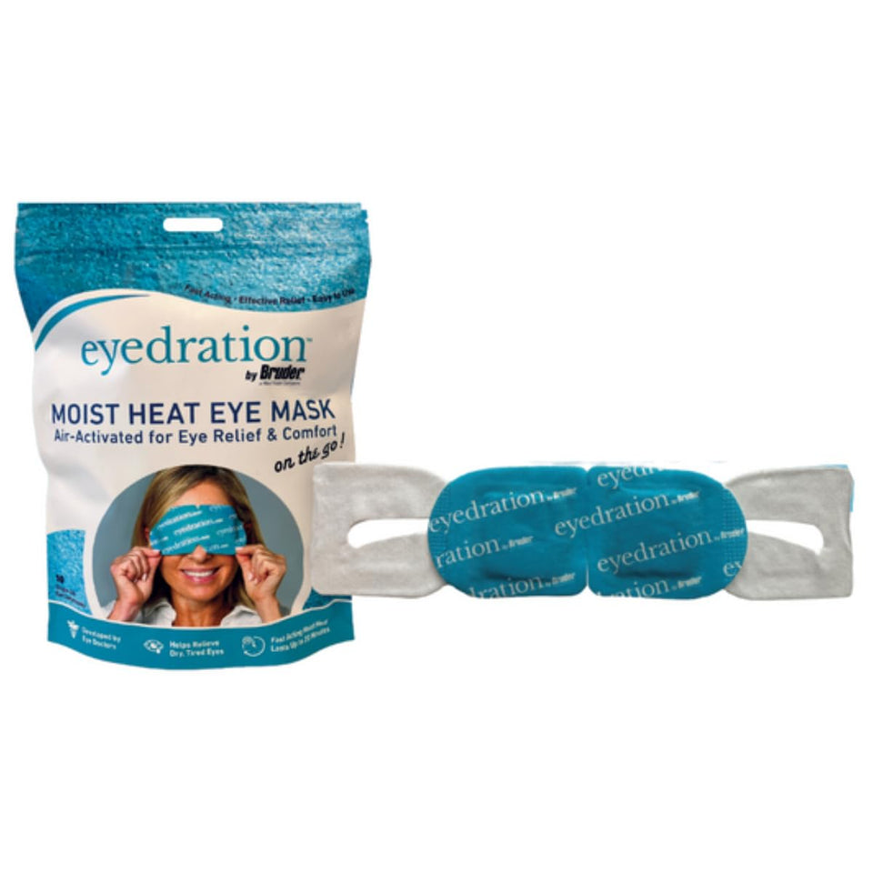 Eyedration front packaging showing product name and 10 single-use masks for convenience