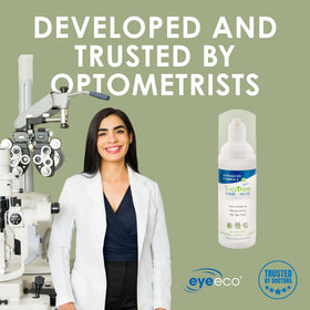 EYEECO applied to eyelid area demonstrating non-irritating comfort benefit