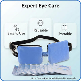 EyeGiene mask and wafers arranged in bedroom for nightly relaxation routine
