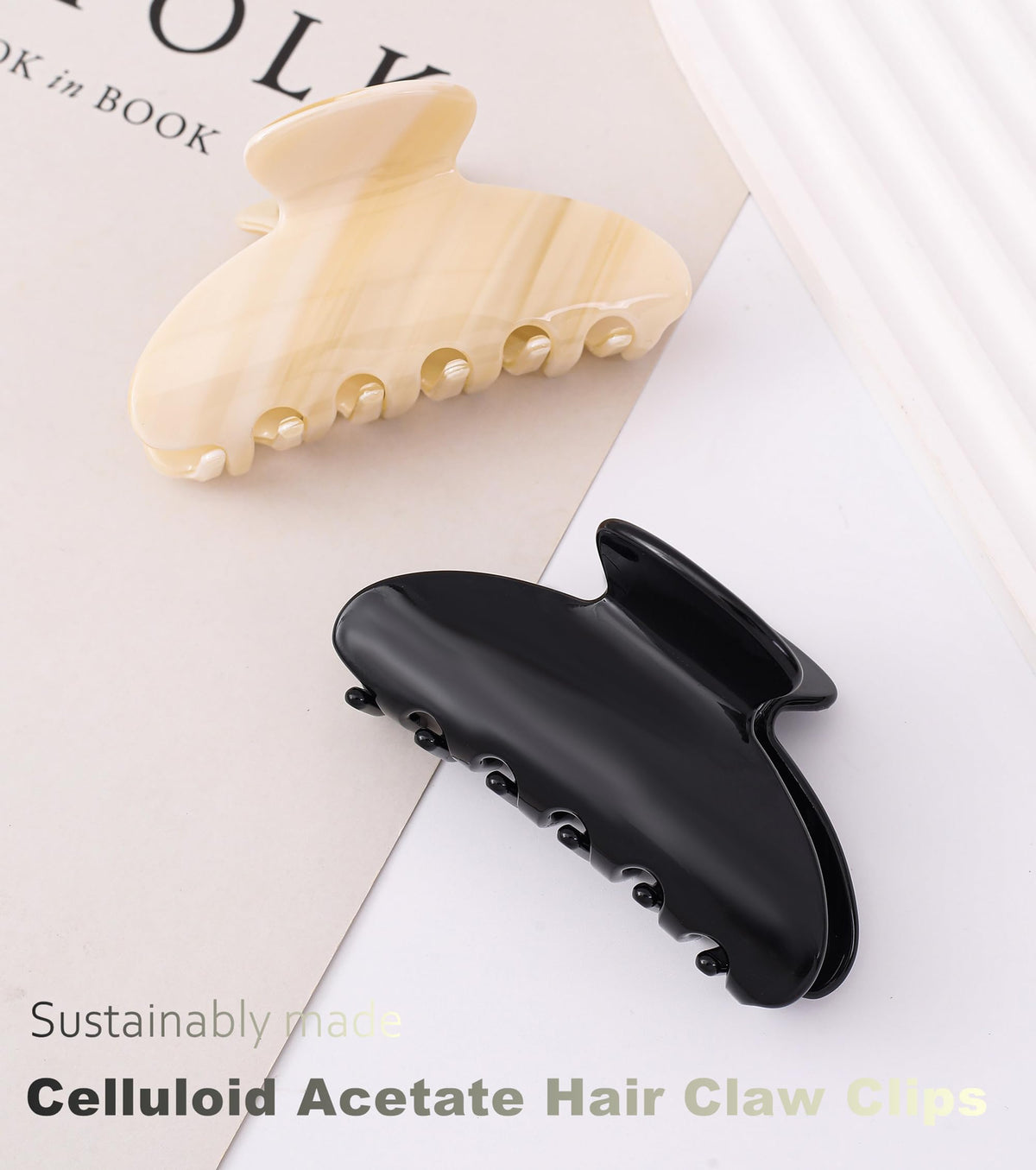 Eyegla clip holding fine hair demonstrating secure non-damaging grip during wear