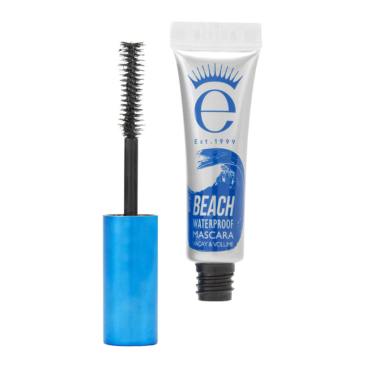 Eyeko travel-size mascara tube front view showing compact design and label benefit