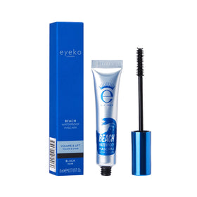 Eyeko Beach Waterproof Mascara brush close-up revealing wave-shaped dip for improved lift