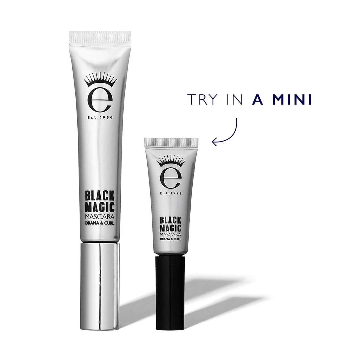 Eyeko Black Magic lifestyle shot on model eye emphasizing dramatic curl and long-lasting effect