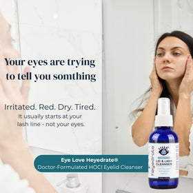 Eye Love pump detail focused on dispenser for hygienic, controlled spray application