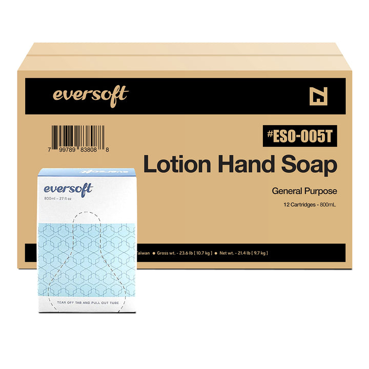 EZPULL Eversoft front packaging showing 12 bag-in-box refills and brand benefit
