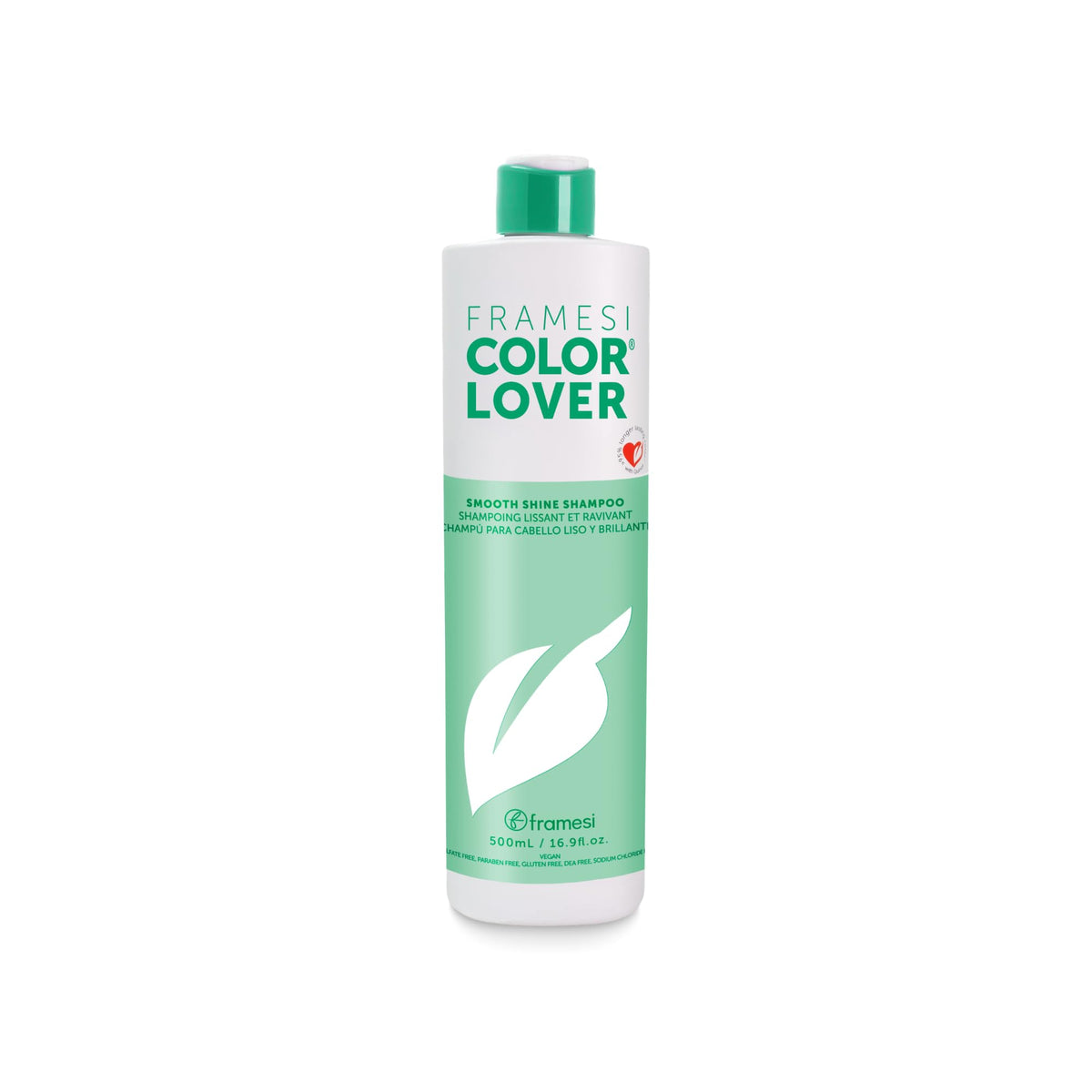 F FRAMESI front packaging showing bottle and benefit of smooth shine