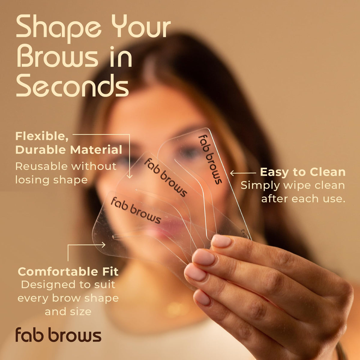 Fab Brows application in use guiding precise, symmetrical shaping