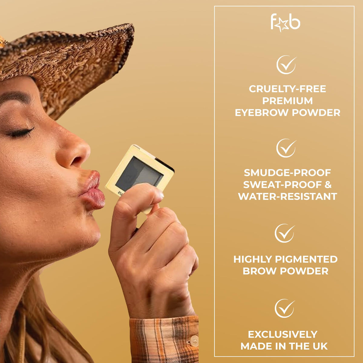 Fab Brows compact refill being placed into kit, convenient refillable system benefit