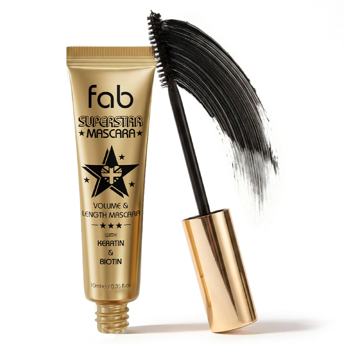 Fab Brows front packaging showing bold black mascara and 10ml size for confident wear