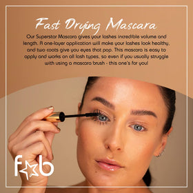 Fab Brows mascara held in hand to show compact 10ml size and travel convenience