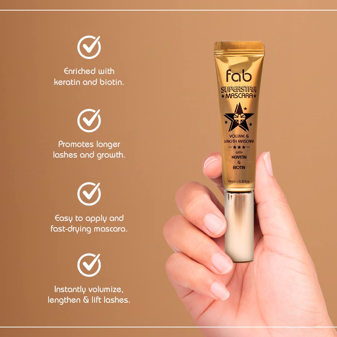 Fab Brows wand close-up with tapered bristles to create lifted, separated lashes