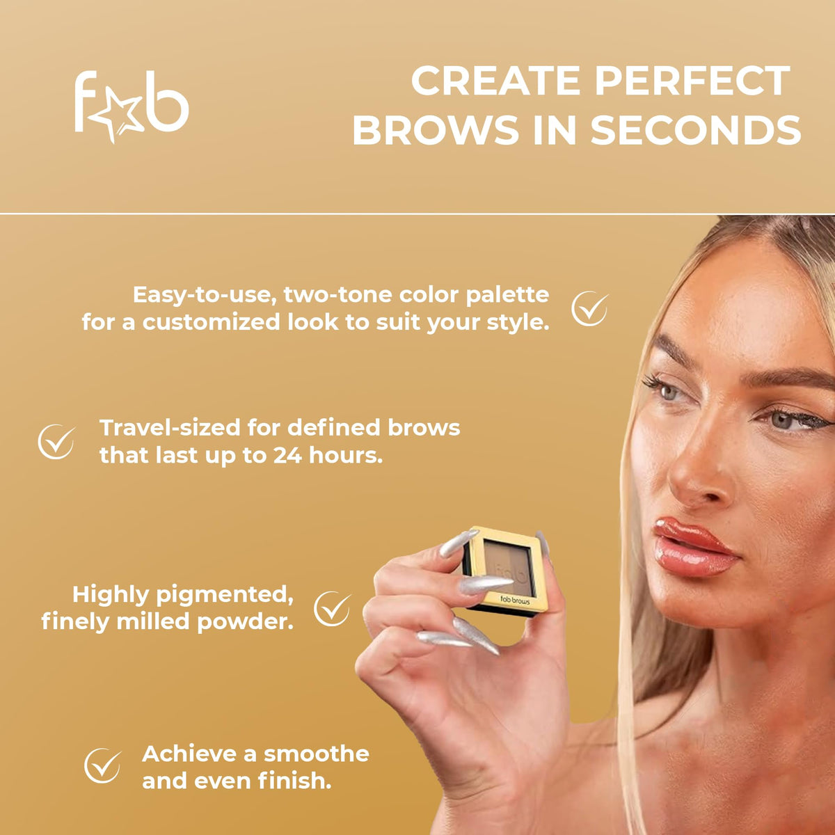 Fab Brows light-brown swatch on skin showing true shade match and buildable color