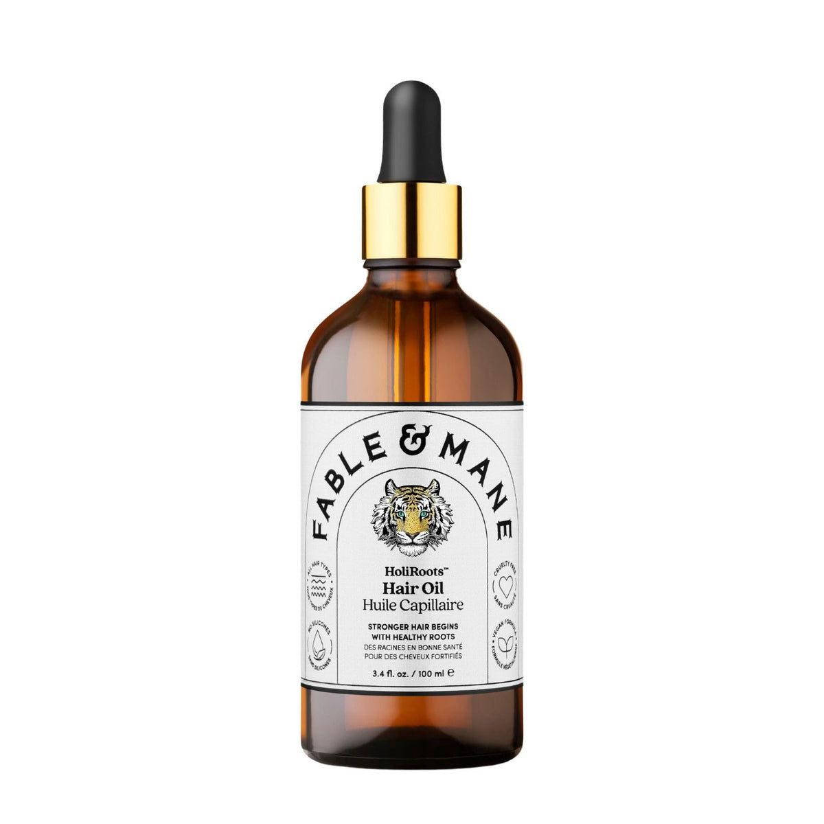 Fable & Mane front packaging shot showing bottle and box, communicates premium care