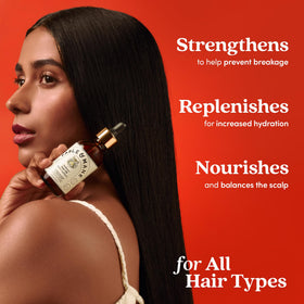 Fable & Mane amla and castor ingredients staged, emphasizes botanical nourishment
