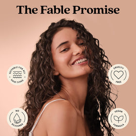 Fable & Mane in bathroom routine for hydrated, frizz-controlled hair