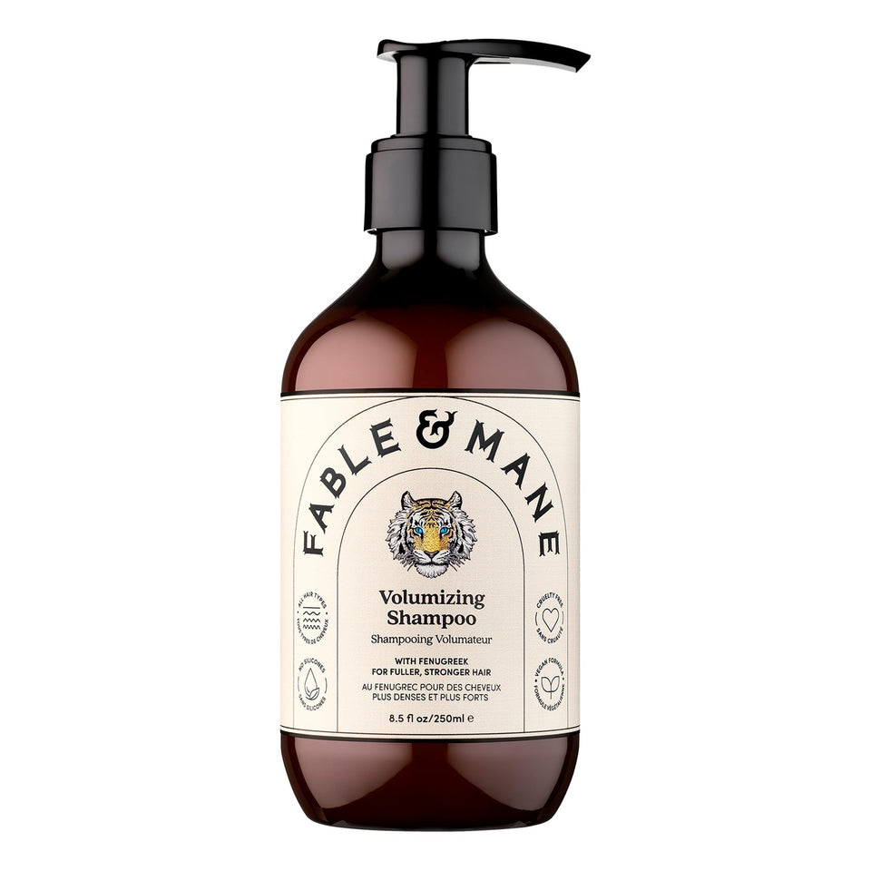 fable & mane front bottle showing product and benefit of lighter volume