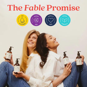 Woman with voluminous hair after using Fable & Mane for fuller look