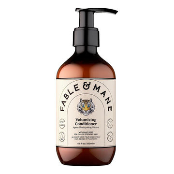 Fable & Mane front bottle showing label and volumizing benefit