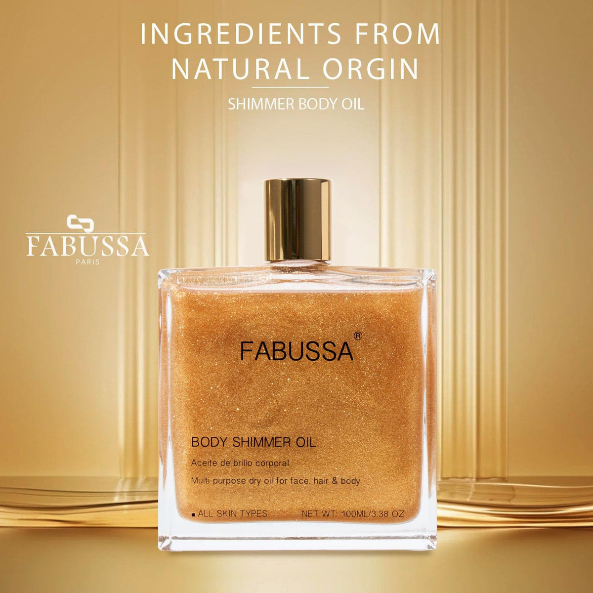 Fabussa on model shoulders and collarbone enhancing natural radiance