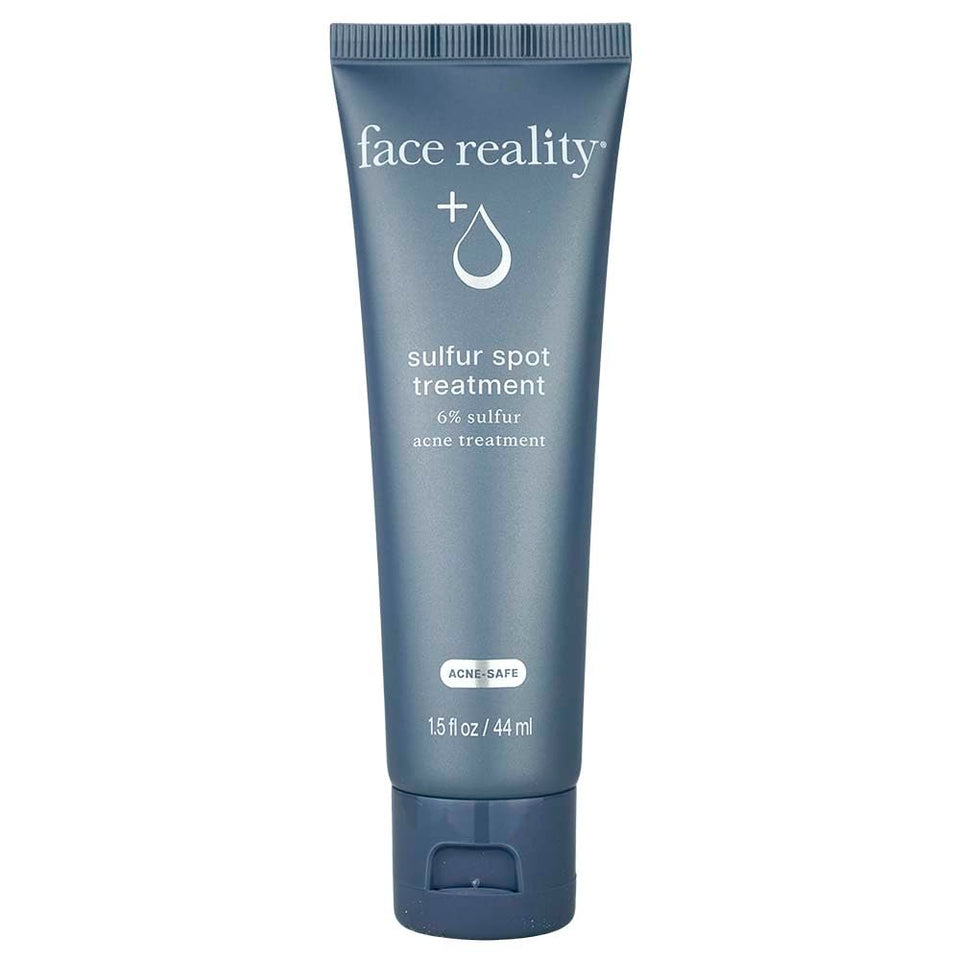 Face Reality Skincare tube front view shows compact 1.5 oz packaging and targeted use