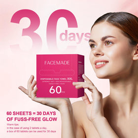 FACEMADE towel absorbing water demonstrating high absorbency and fast-dry benefit