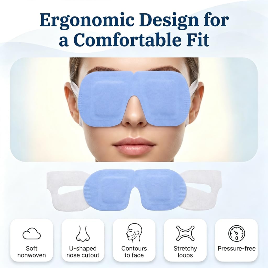 FACEMOON mask in use while resting to relieve tired eyes
