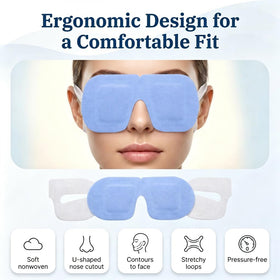FACEMOON mask in use while resting to relieve tired eyes