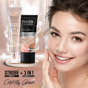 FACESCANADA application on cheek showing blended glow and skin-plumping effect