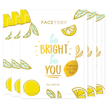 FACETORY front packaging showing five brightening masks and brand clarity