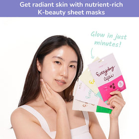 FACETORY single sheet mask flat-lay displaying cloth texture and soaked essence