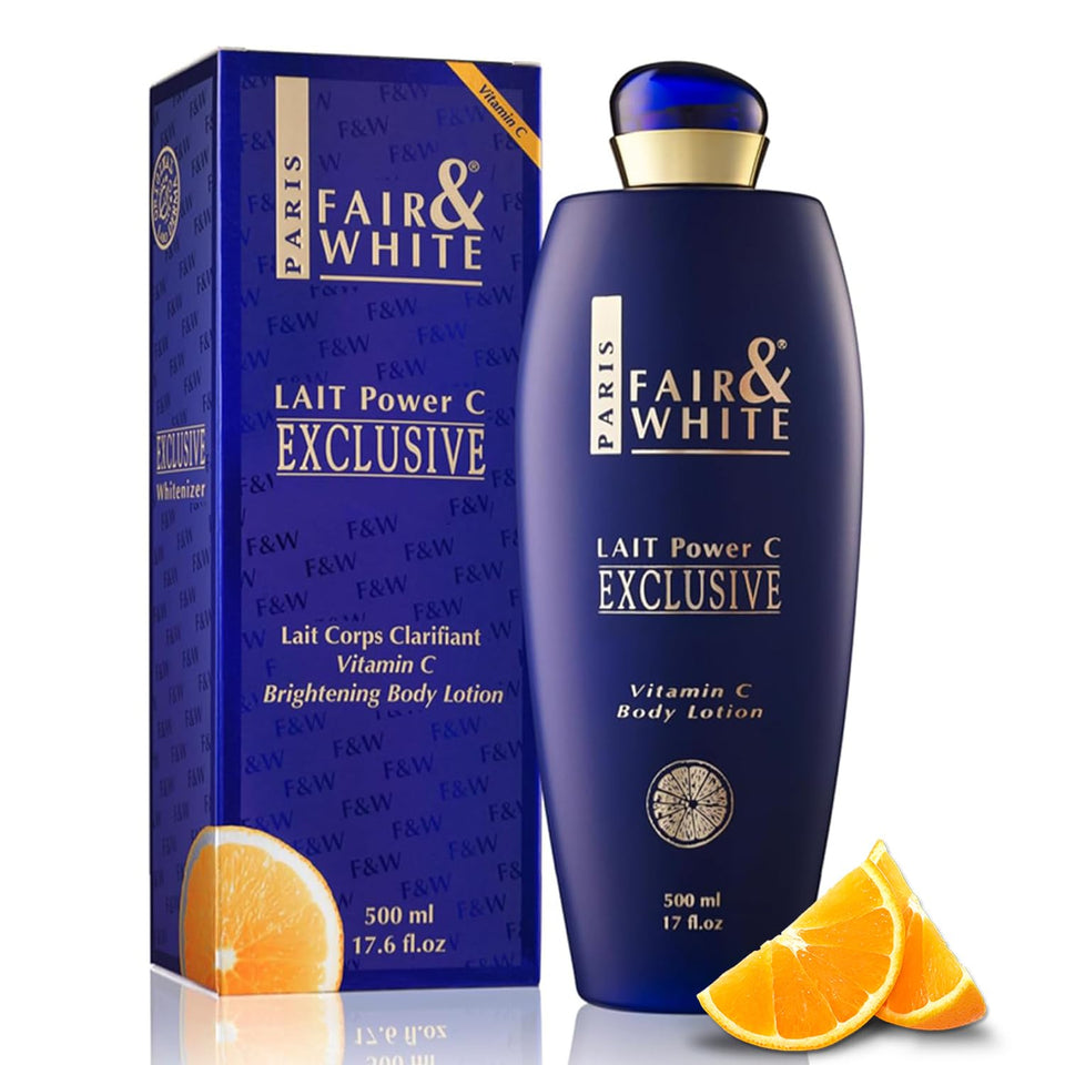 FAIR & WHITE front view of 500ml bottle showing product and easy dispensing for long-lasting hydration