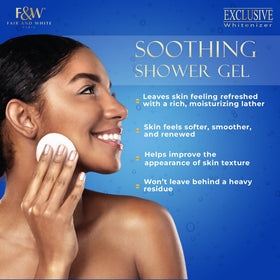 FAIR & WHITE creamy foam texture on hand demonstrating gentle hydration benefit