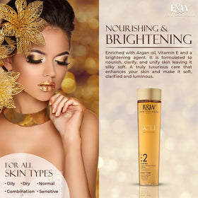 FAIR & WHITE product with argan and almond ingredients flatlay showing natural sources