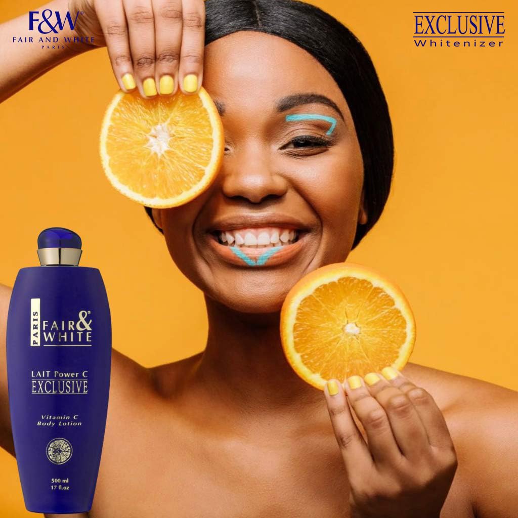 FAIR & WHITE ingredient label focus emphasizing vitamin C presence and antioxidant support
