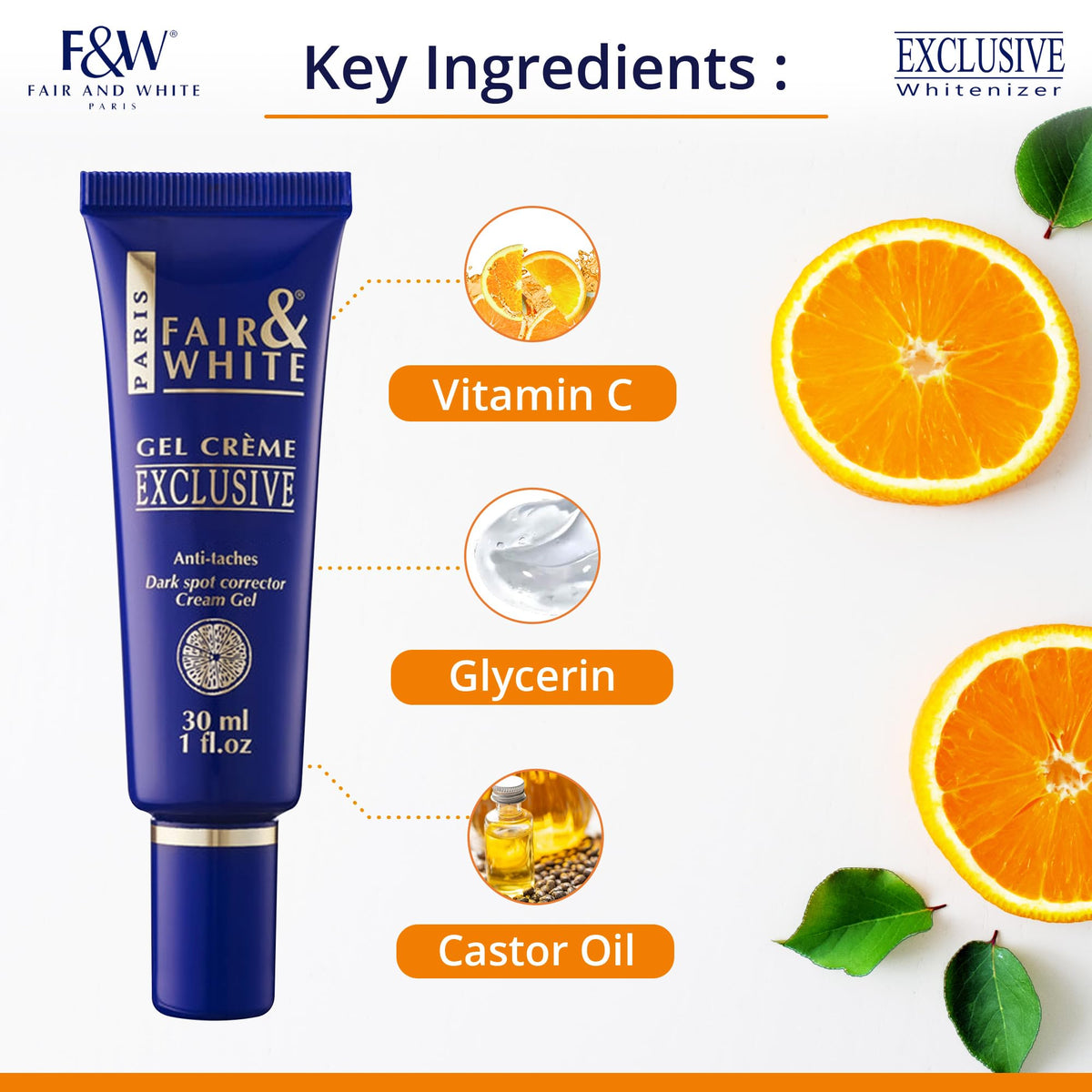 FAIR & WHITE creamy gel texture close-up for lightweight absorption