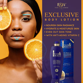 FAIR & WHITE creamy lotion texture close-up showing smooth consistency for quick absorption