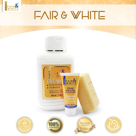FAIR & WHITE applying soap to knees demonstrating smoothing and spot reduction