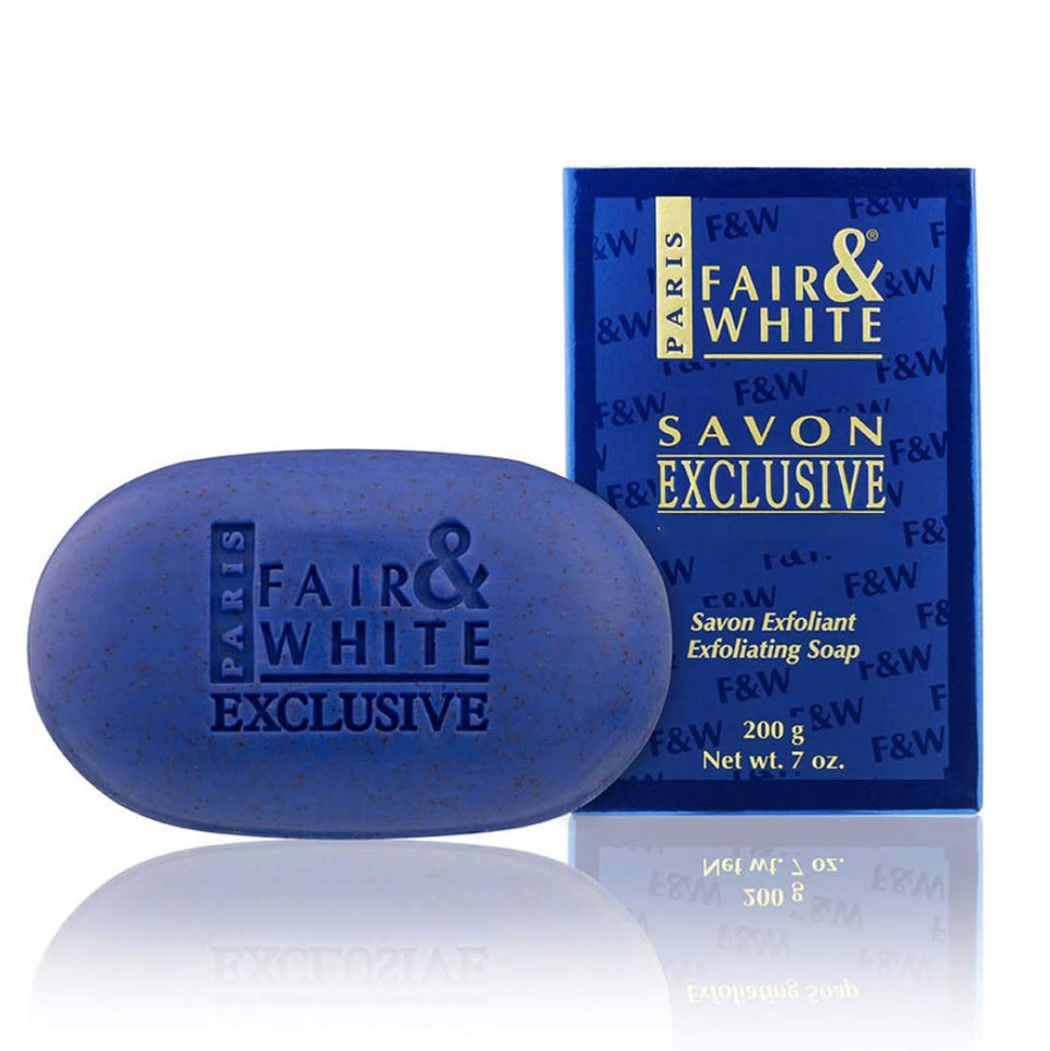 FAIR & WHITE bar soap front packaging showing brand and size for clear identification